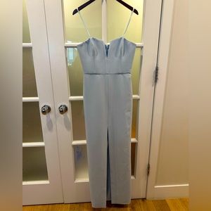 Cinderella blue strapless dress with slit